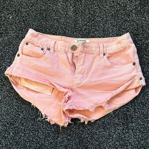 One Teaspoon Pink Distressed Jean Shorts